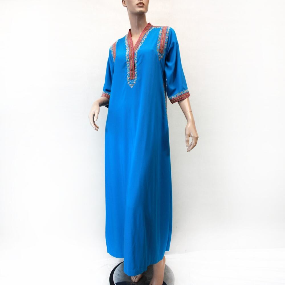 April Cornell Ethnic Bohemian embroidered long maxi kaftan dress XS